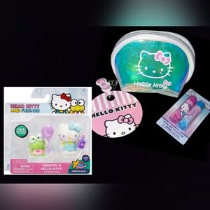 Hello Kitty Lot (Makeup Bag, Figurines, & Lip Balms